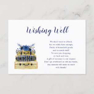 Invitation Blue Floral Voyage Fête des mariées Wishing well c
