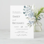 Invitation Blue Floral Wedding  (Debout devant)