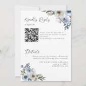 Invitation Blue Floral Wedding Elegant Watercolor QR Code (Dos)