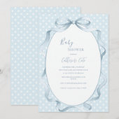 Invitation Blue Floral Whimsical Baby Shower (Devant / Derrière)