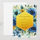 Invitation Blue Floral Whimsy Wedding (Devant / Derrière)
