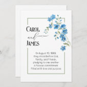 Invitation Blue Flower Bouquet Wedding Vow Renewal  (Devant / Derrière)