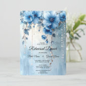 Invitation Blue Flowers and Pearls Rehearsal Dinner (Debout devant)