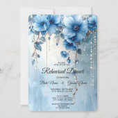 Invitation Blue Flowers and Pearls Rehearsal Dinner (Devant)