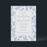 Invitation Blue Flowers Botanical Painting<br><div class="desc">Elegant pale blue délicate small garden flowers hand painting light silver gray design, featuring a collection of soft blue and white roses, light blue daisies flowers with various blue leaf shapes greenery hand painting, on a light silver gray color background. A special unique botanical nature floral art, great for a...</div>