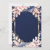 Invitation Blue Flowers Gold Frame Marine Blue Retraite (Dos)