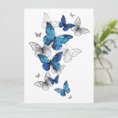 Invitation Blue Flying Butterflies Morpho (Debout devant)