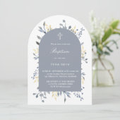 Invitation blue foliage Baptism  (Debout devant)
