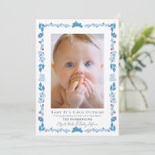 Invitation Blue Folk Art Baby It's Cold Outside Photo Holiday (Debout devant)
