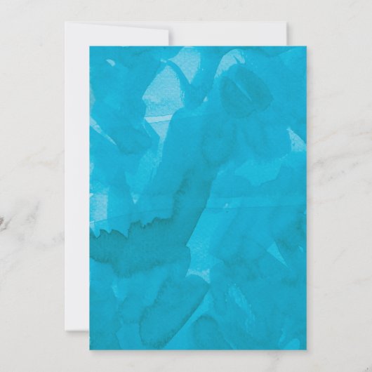 Invitation Blue Folk Art Floral Aquarelle Mariage (Dos)