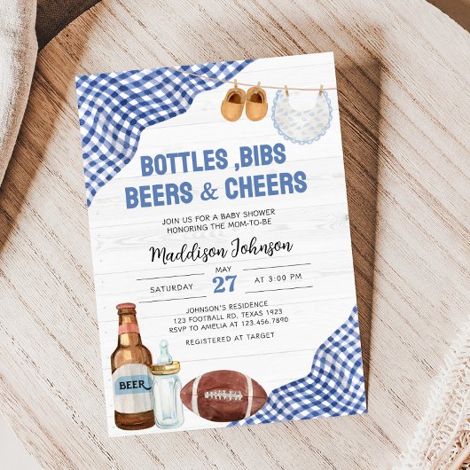 Invitation Blue Football Baby Shower