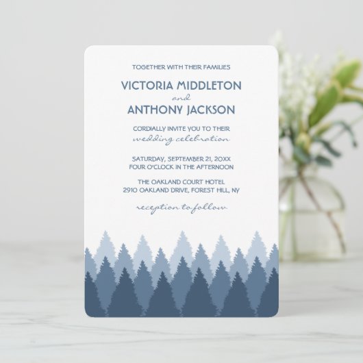 Invitation Blue Forest Range Mariage de bois (Debout devant)