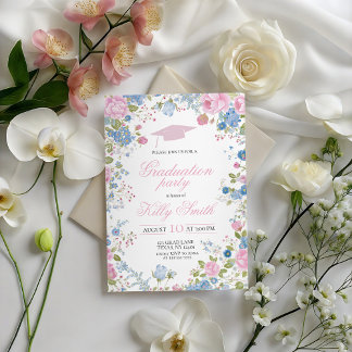 Invitation Blue Forget Me Not Graduation Party Invite