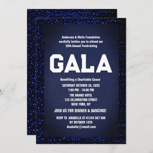 Invitation Blue Formal Corporate Gala Fête de bal (Devant / Derrière)
