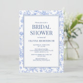 Invitation Blue French Chinoiserie Floral Bridal Shower (Debout devant)