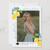 Invitation Blue Freshly Lemon Citrus Graduation Announcement (Devant)