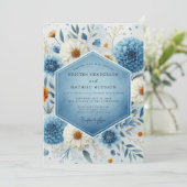 Invitation Blue Frosted Botanical Romance Wedding (Debout devant)