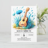 Invitation Blue Fun Guitar Boy Anniversaire (Debout devant)