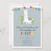 Invitation Blue Fun Llama Fête Anniversaire (Devant)