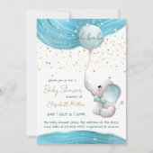 Invitation Blue Galaxy Inspiration Elephant Baby Boy Douche (Devant)