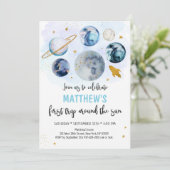 Invitation Blue Galaxy Premier Voyage Autour Du Soleil Annive (Debout devant)