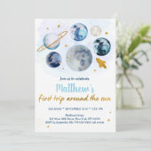Invitation Blue Galaxy Premier Voyage Autour Du Soleil Annive (Debout devant)