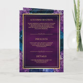 Invitation Blue Galaxy Purple Mandala QR Code Mariage indien (Dos)