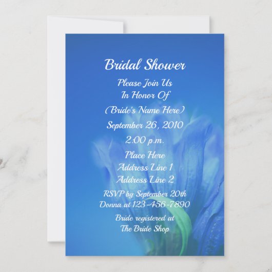 Invitation Blue Gentian Flower Bridal Shower  (Devant)