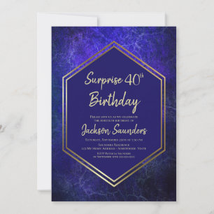Invitation Blue Geometry Surprise 40e anniversaire