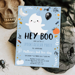 Invitation Blue Ghost Hey Boo Anniversaire