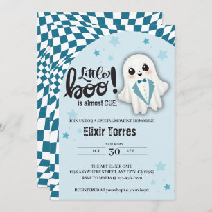 Invitation Blue Ghost Little Boo est presque dû Baby shower