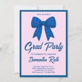 Invitation Blue Gingham Bow Photo Graduation Party (Dos)