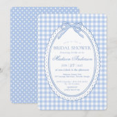 Invitation Blue Gingham Coquette Bow Bridal Shower (Devant / Derrière)