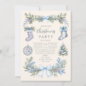 Invitation Blue Gingham Stocking Christmas (Devant)