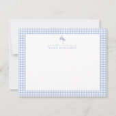 Invitation Blue Gingham Stork Nursery Note Card (Devant)