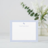Invitation Blue Gingham Stork Nursery Note Card (Debout devant)