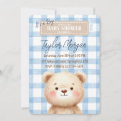 Invitation Blue Gingham Teddy Bear (Devant)