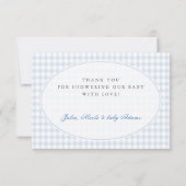 Invitation Blue Gingham Teddy Bear Neutral Baby Shower (Dos)