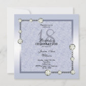 Invitation Blue Glitters et Diamond Decoration Birthday (Devant)