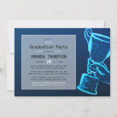 Invitation Blue Glow Futuristic Virtual Graduation Party (Devant)