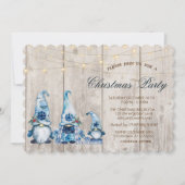 Invitation Blue Gnomes Bois Fête de Noël (Devant)