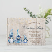 Invitation Blue Gnomes Bois Fête de Noël (Debout devant)