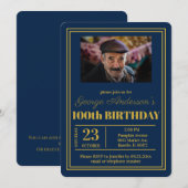 Invitation Blue Gold 100e fête d'anniversaire (Devant / Derrière)