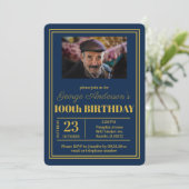 Invitation Blue Gold 100e fête d'anniversaire (Debout devant)