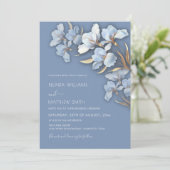 Invitation Blue Gold 3D Flowers (Debout devant)