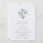 Invitation Blue Gold 3D Flowers (Devant)