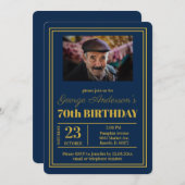 Invitation Blue Gold 70e fête d'anniversaire (Devant / Derrière)