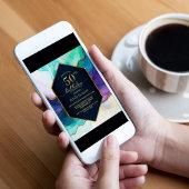 Invitation Blue Gold Agate 50e fête d'anniversaire