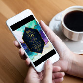 Invitation Blue Gold Agate Surprise 70e fête d'anniversaire