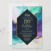 Invitation Blue Gold Agate Surprise 80e fête d'anniversaire (Devant)